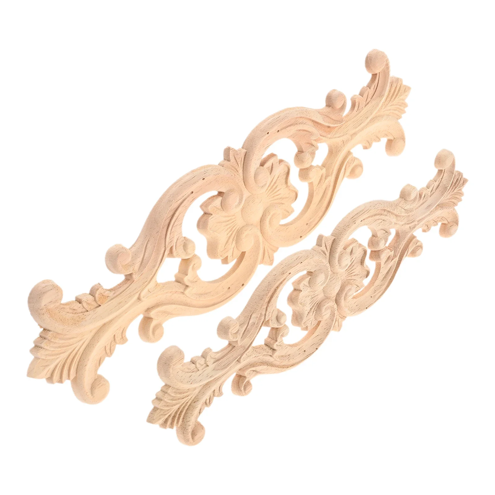 4pcs Oak Applique 29.5cm/35cm Unpainted Wood Decals Furniture Onlays Decor Cabinet Door Window Bed Fireplace Home/Hotel/Office