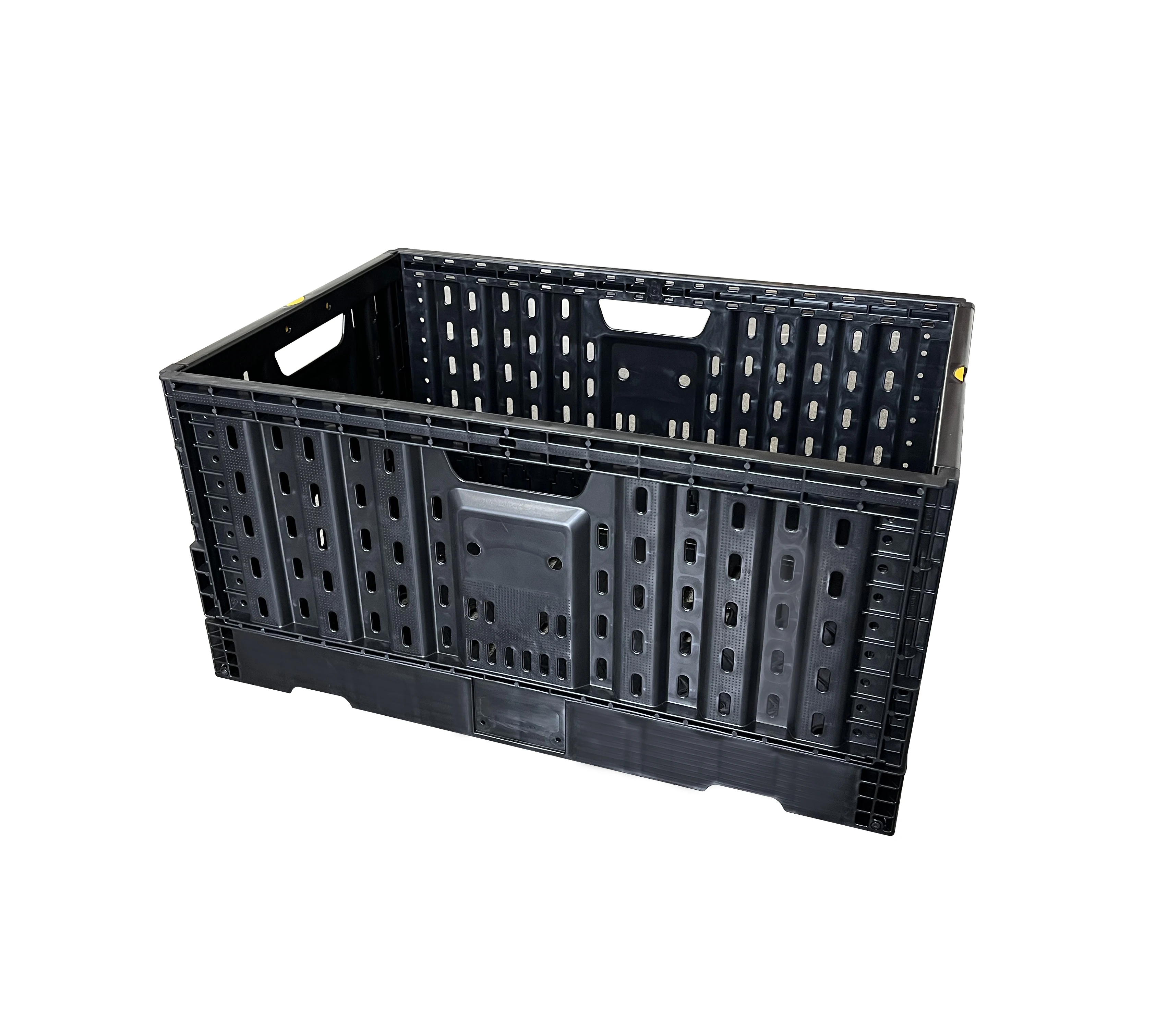 

Wholesale Black 23.6x15.7x11.8 Inch Recycled Material Stackable Fruit Vegetable Plastic Crate Basket For Transportation