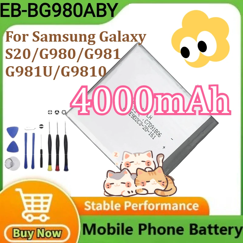 

EB-BG980ABY High Capacity Battery For Samsung Galaxy S20/G980/G981/G981U/G9810 Smart Phone Mobile Phone Batteries 4000mAh+Tools