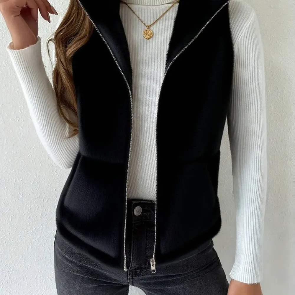 

Женский жилет с длинным рукавом и воротником-стойкой, скромная мода, осень-зима, повседневный, простой, стильный, новый