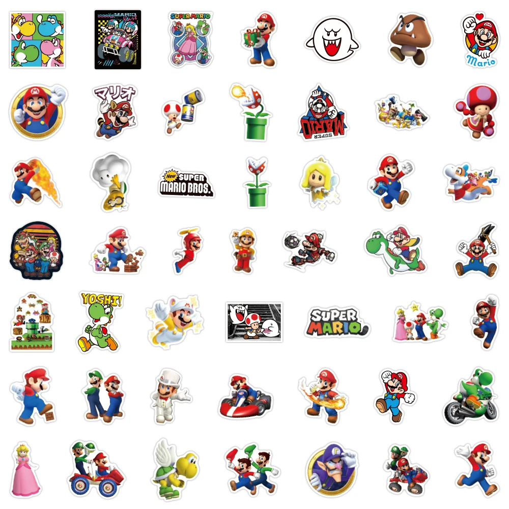 10/30/50/100pcs Super Mario Grappig Spel Stickers Cartoon Sticker Decoratie Skateboard Bagage Telefoon graffiti Decals voor Kinderen Speelgoed