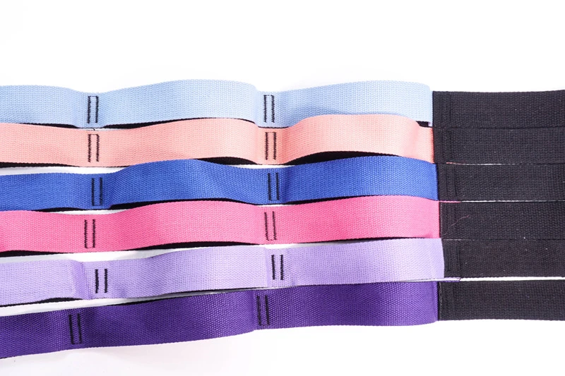 Custom Logo 12 loops Resistance Elastic Polyester Cotton Bands Fitness Exercise Pilates Latin Dance Yoga Stretch Belt Strap