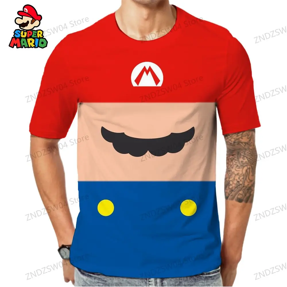 Men's Children's T-Shirt Mario Y2k 2024 Streetwear Anime Short Sleeve Tops Mens Clothes Quick Dry 110-6XL Harajuku Style Fashion