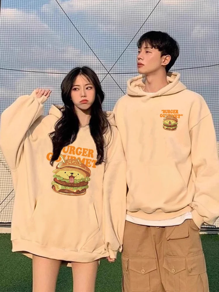 

Burger Dog Couple Hoodies Autumn and Winter 2024 New Fashion Trend High Quality Hoodies