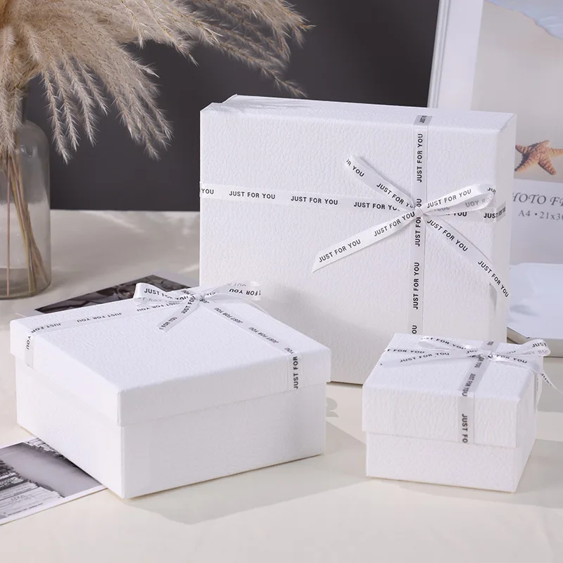 White Green Orange Empty Box Exquisite Square Perfume Gift Box Festival Large Bow Heaven Earth Cover Gift Box