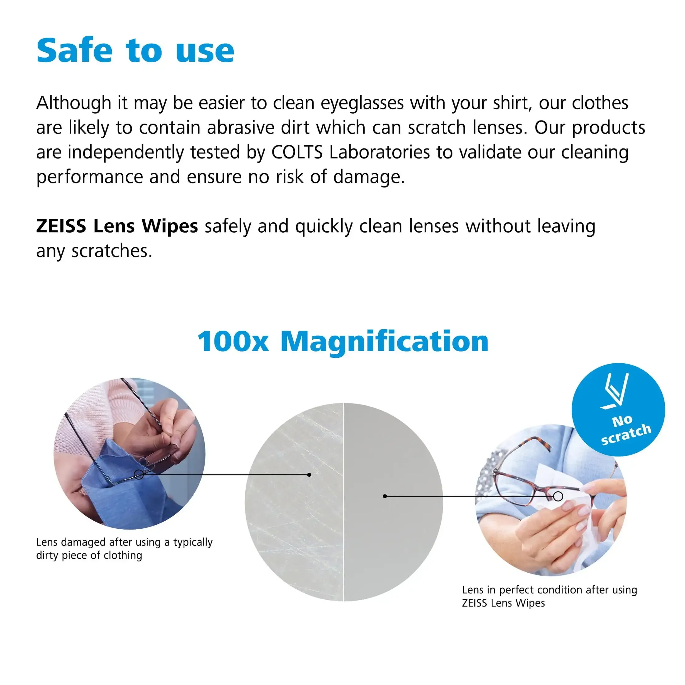 Zeiss-Limpeza suave e completa Toalhetes, Óculos Lens Cleaner, 100 Contagem