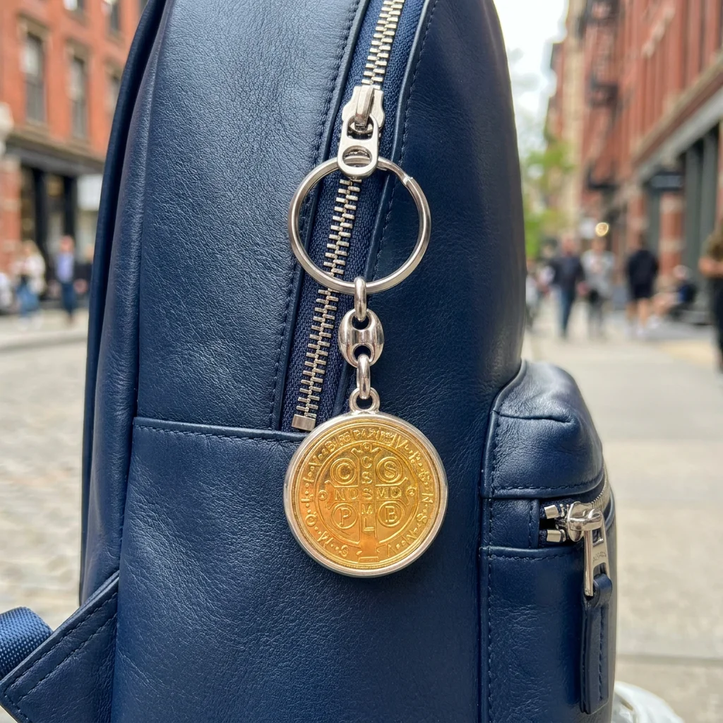 Saint Benedict Medal Keychain Vintage Religious Cross Key Ring Zinc Alloy Car Pendant Bag Charm Catholic Exorcism Protection Gif