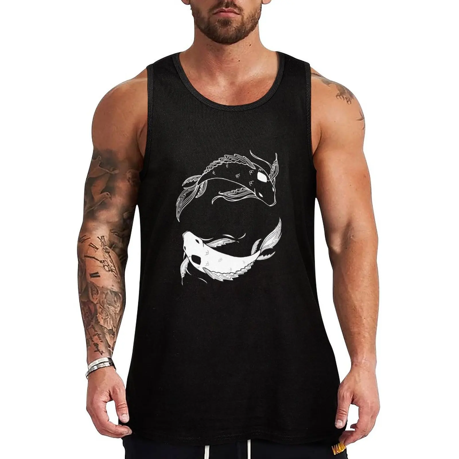 

white on black spirit fish atla Tank Top men gym clothing cool things sleeveless jackets