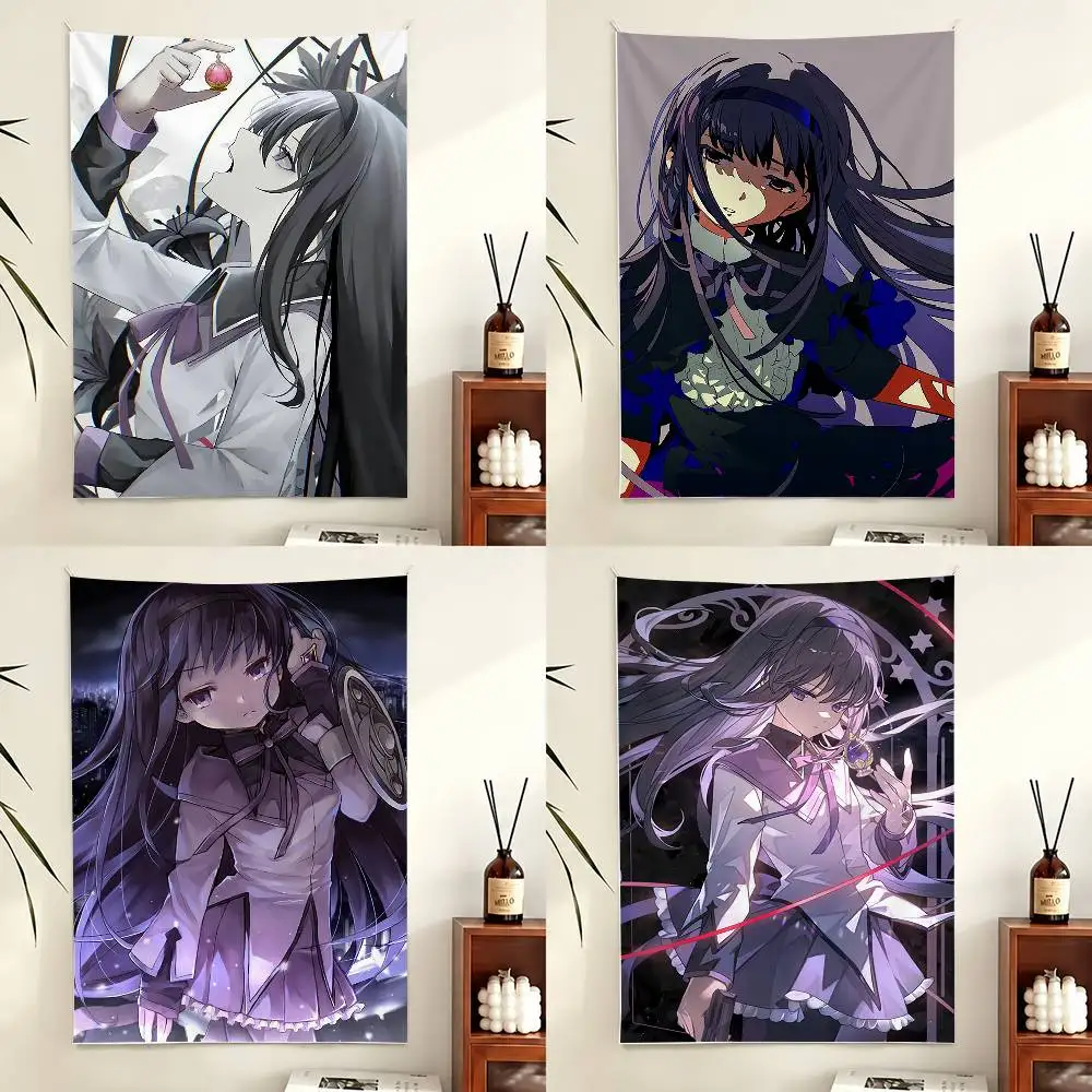 Puella Magi Madoka Magica Homura Akemi Flags Wall Hanging Background Art Banner for Bedroom Home Outdoor Decor