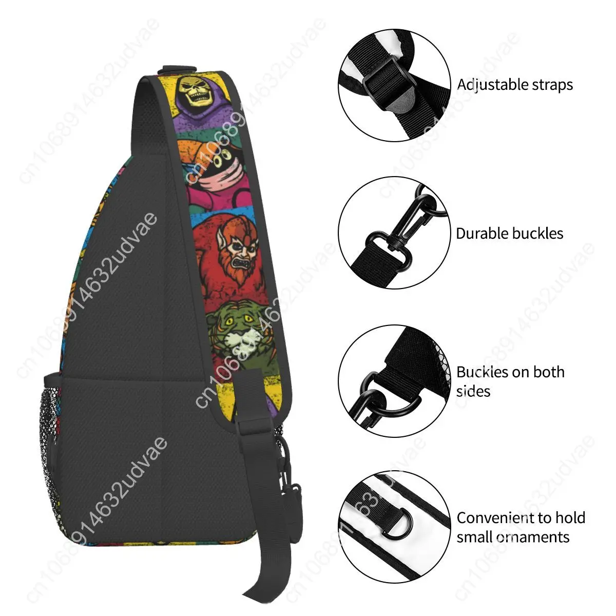 He-Man And Friends Crossbody Sling Bag Small Chest Bag Masters of the Universe Shoulder Backpack Daypack Hiking Travel Sports