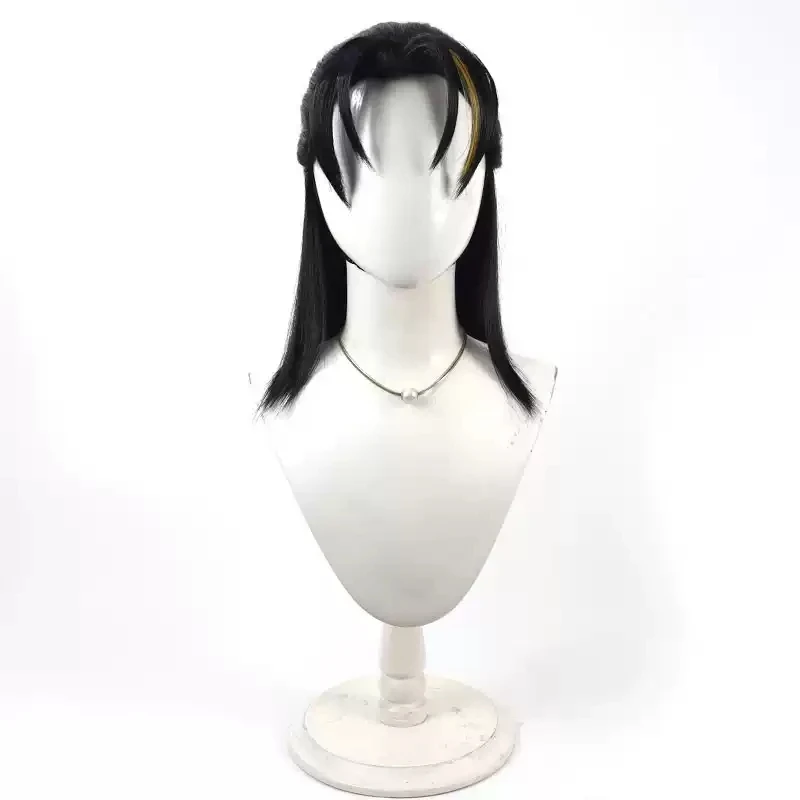 Limbus Company Lei Heng Cosplay Wig Short Black Mixed Brown Heat Resistant Synthetic Hair Halloween