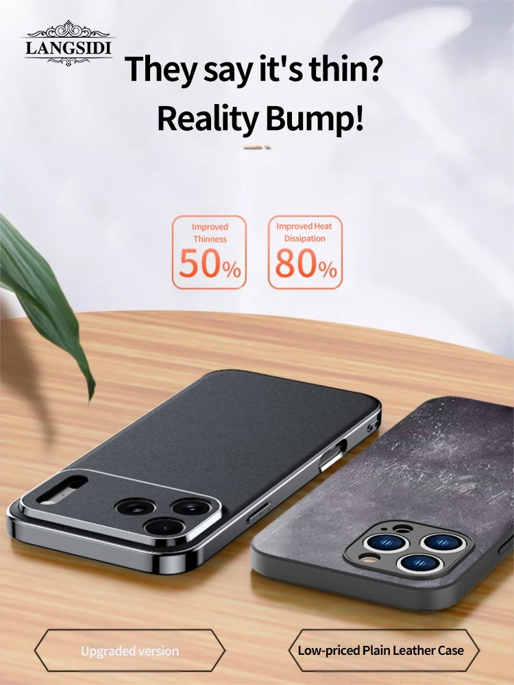 Luxury Leather Phone Case for iPhone 17 16 15 14 Pro Max Air 17Pro 16Pro Full Lens Protection Back Cover - náhled 5