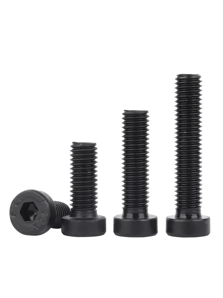 1~10Pcs Grade 12.9 Black Carbon Steel DIN7984 Hexagon Hex Socket Thin Short Low Cap Head Screw Bolt M5 M6 M8 M10 M12 M14 M16