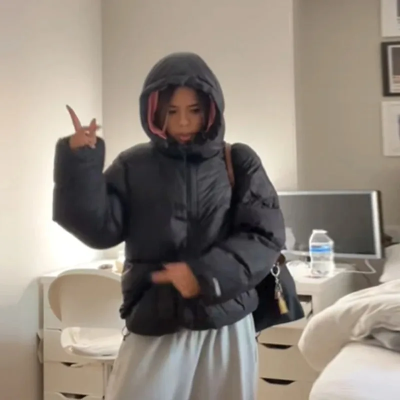 

Женская теплая хлопковая куртка на молнии с воротником-стойкой, повседневная, свободного кроя, с длинными рукавами, для зимы 2025, для повседневной носки и уличного стиля