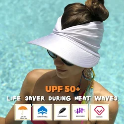 Sun Pleated Visor Hat - Foldable Beach Picnic Hat with UV Protection for Women