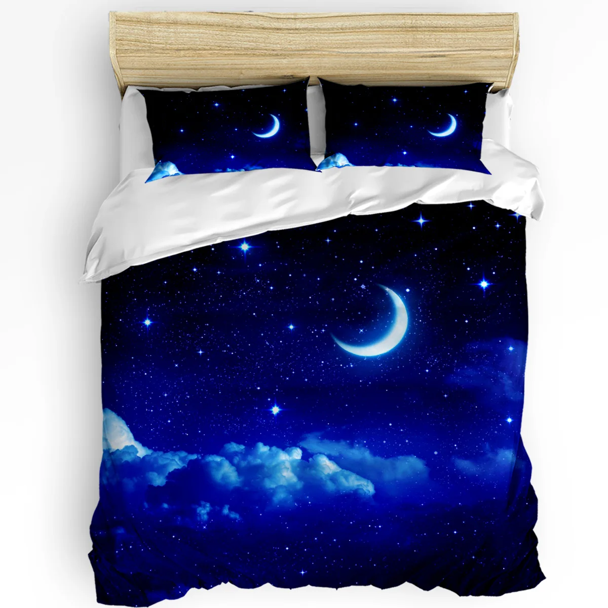 

Starry Sky Universe Moon Stars 3pcs Duvet Cover Set with Pillow Case Double Comforter Bedding Set Quilt Cover Couple Bed