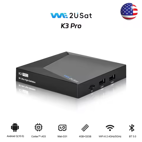 We2uSat K3 Pro 6K HDR Android Q (10.0) TV Box H.264/H.265 10bit Build in WiFi-6 2.4GHz/5GHz+BT 5.0 4+32GB US inventory