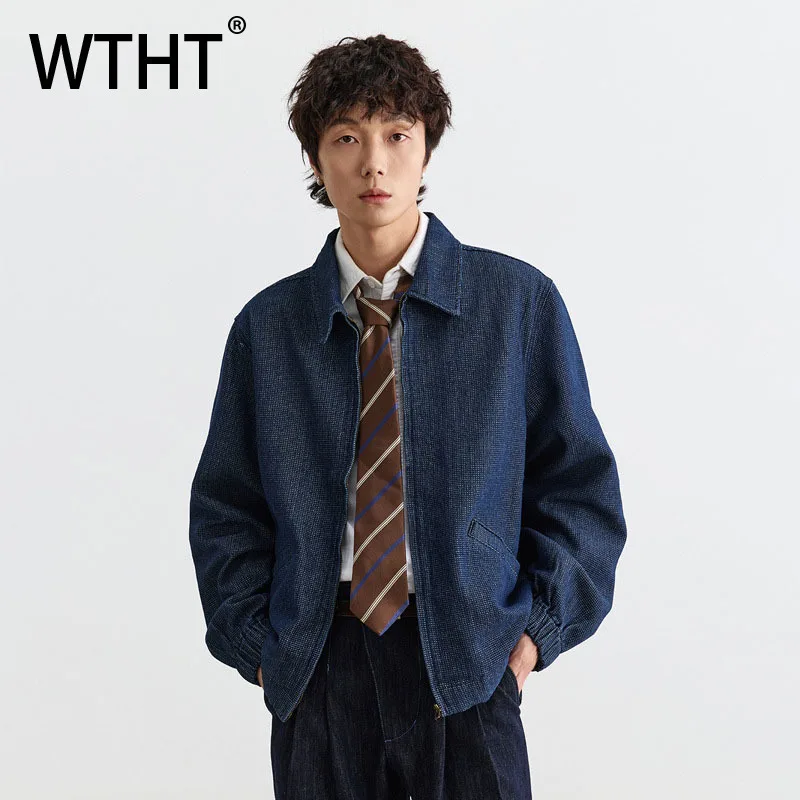 

WTHT Vintage 2025 Autumn Men's Solid Color Loose Denim Coats Fashion Turn Down Collar Long Sleeves Jackets Male 2A2334