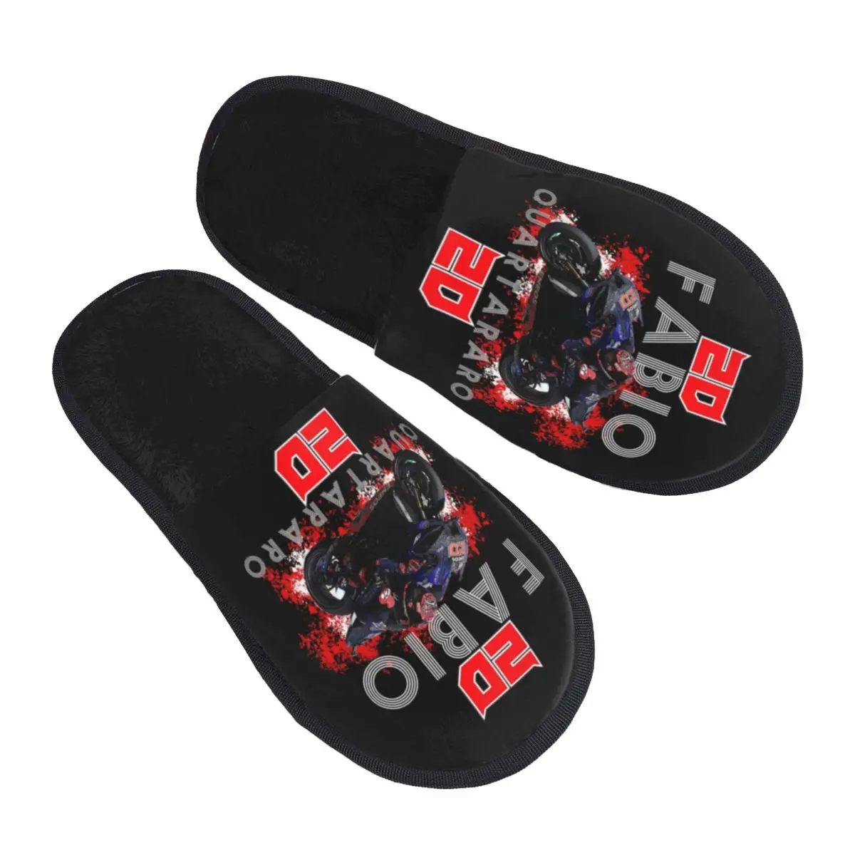 Custom Fabio Quartararo El Diablo Number 20 Comfort Scuff Memory Foam Slippers Women Motorcycle Rider Spa House Shoes