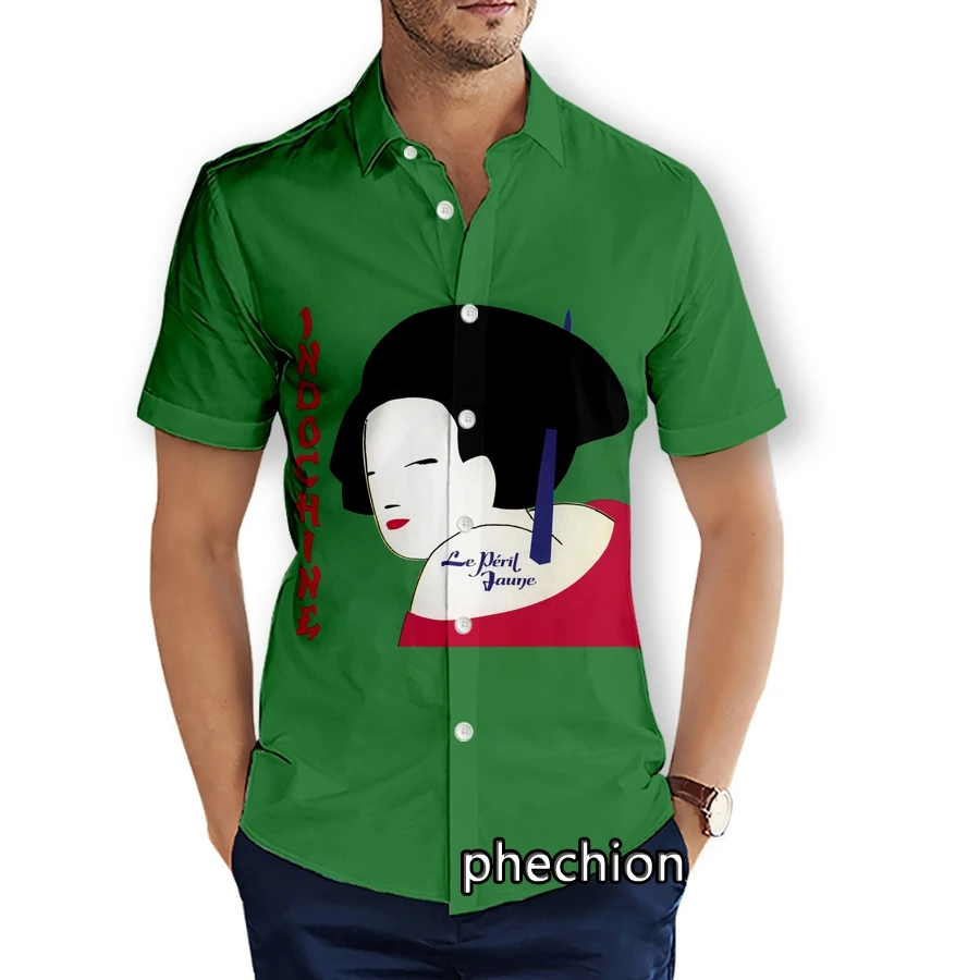 Phechion Heren Korte Mouw Strand Shirts Indochine Rock 3d Print Casual Shirts Mode Streetwear Heren Tops X241