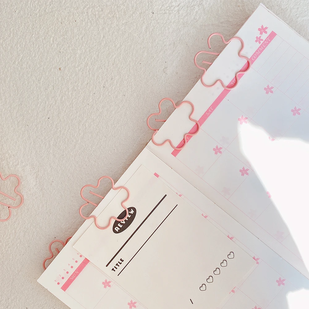 Imagem -03 - Pacote Rosa Flor Clipes de Papel Kawaii Papelaria Metal Claro Binder Clipes Fotos Bilhetes Notas Carta 20 Pcs