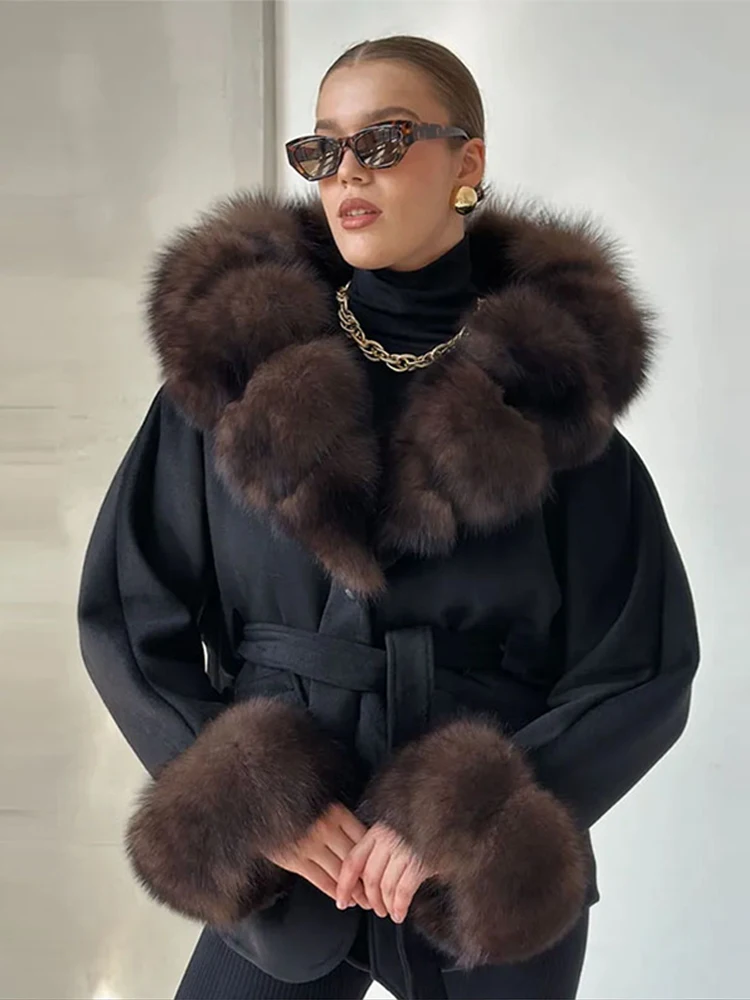 Elegantní dámský kabát s umělou kožešinou a patchworkem, šněrovací, zahušťující, dámské kabáty, podzim/zima 2025, elegantní dámské pouliční teplé svrchní oblečení - náhled 3