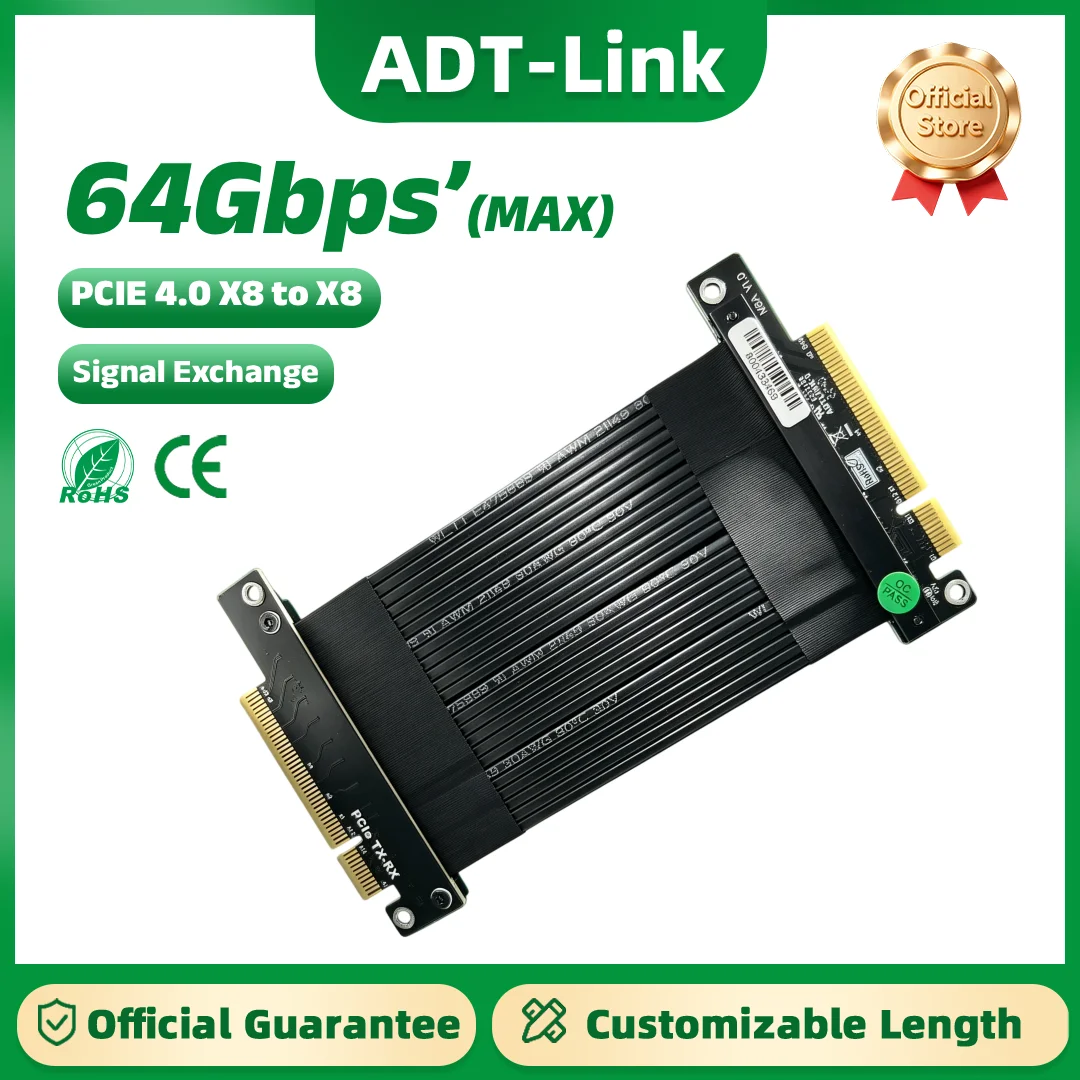 ADT-Link PCIe 4.0 x8 to x8 Extension Cable Male-to-Male Female-to-Female PCIe Signal Exchange Adapter for Graphic Card