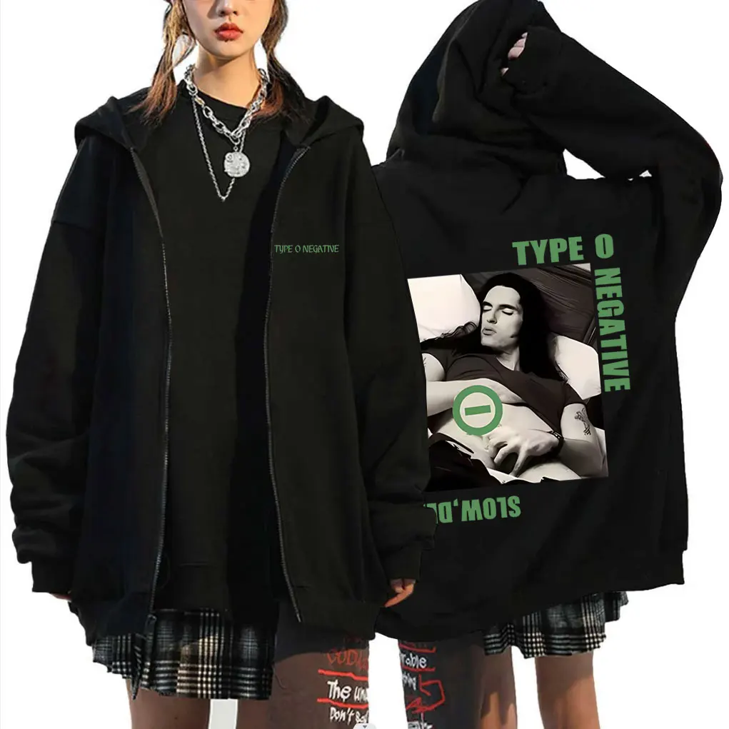 

Rock Band Type O Negative Slow Deep and Hard Zipper Hoodie Men Women Retro Gothic Metal Zip Up Jacket Male Oversized Streetwear