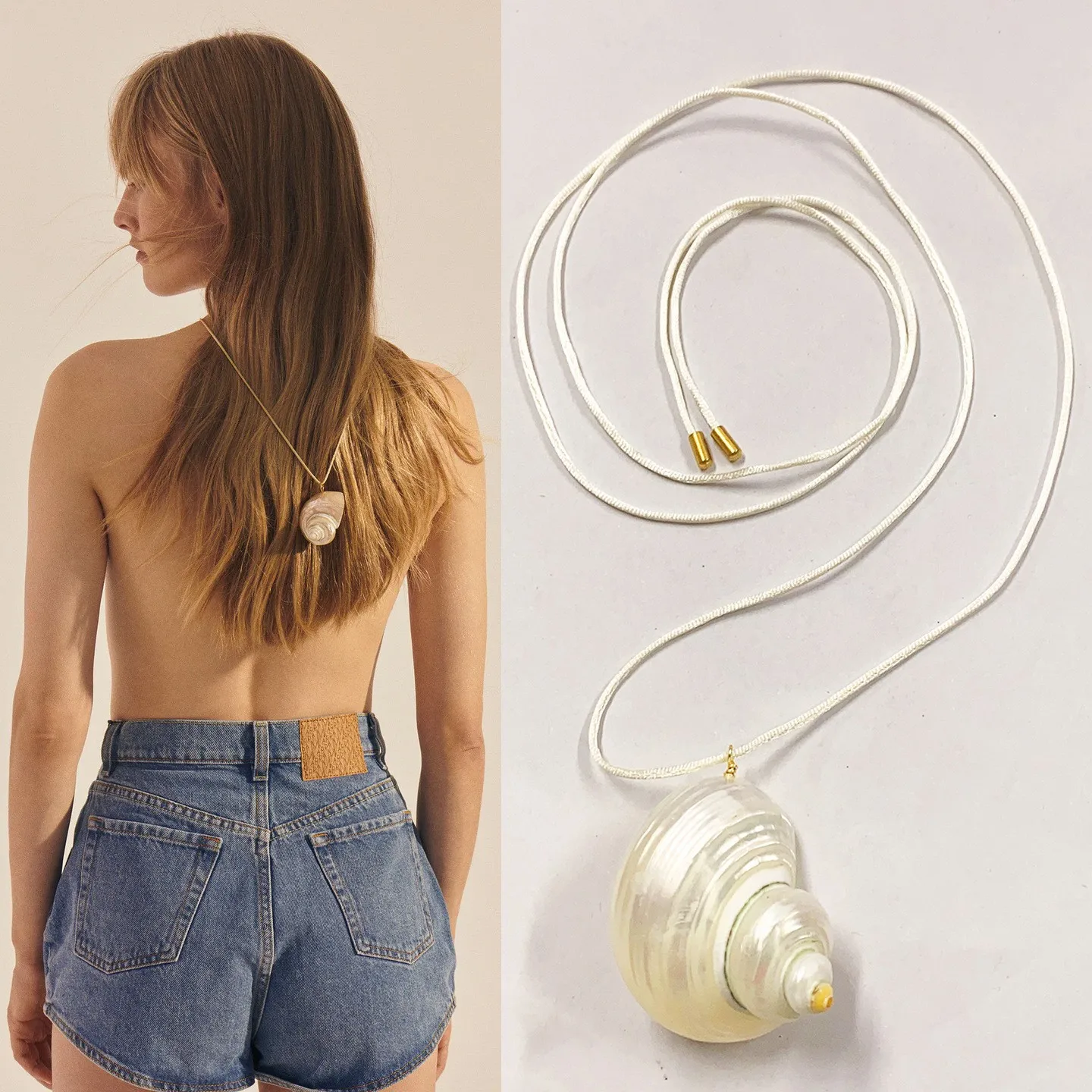 

Fashionable, personalized, simple natural conch pendant simple women long necklace adjustable popular adult jewelry