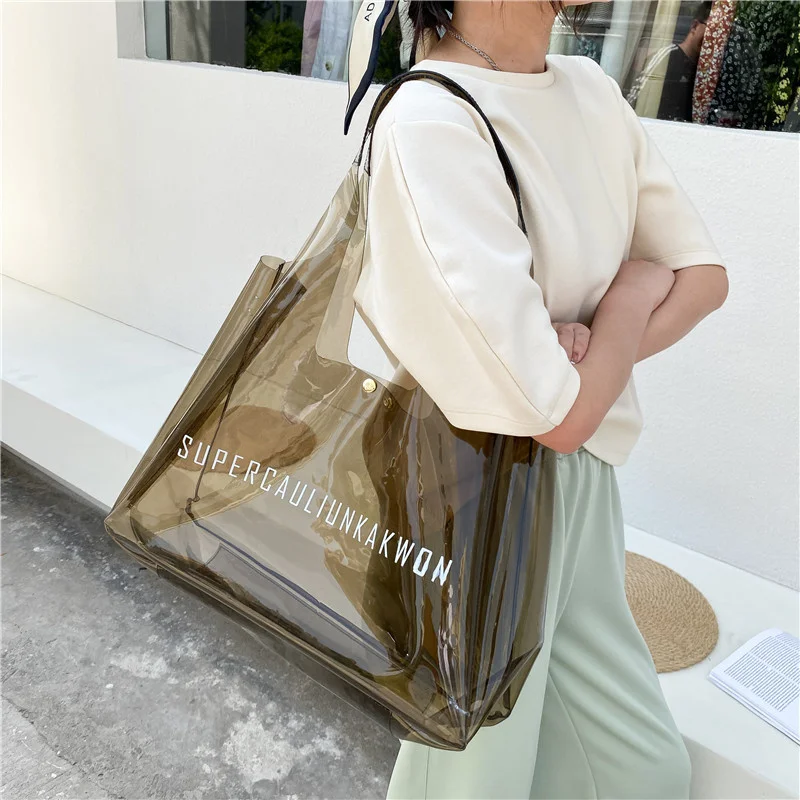 2023 Summer Transparent Jelly Clutch Bag Fashion PVC Women\'s Bag Beach Shoulder Trailer Special Clear Bags For Women Luxury Tote