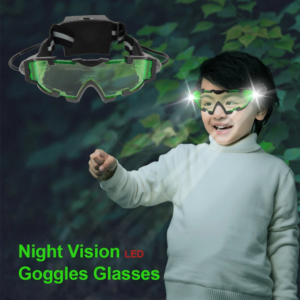 

Night Vision Goggles Night Mission Goggles Multi-Function Camping Gear Gadgets Light Up Green Goggles for Role Play Costume