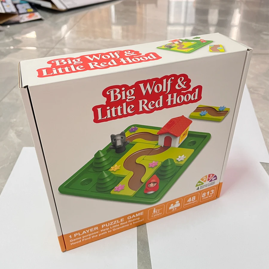 작은 돼지 보드 게임 유아 논리 퍼즐 게임 60가지 도전 문제 교육용 동화 퍼즐 어린이 테이블 게임 장난감