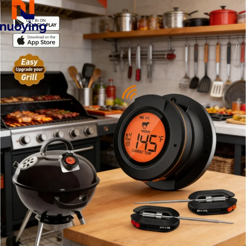 2026 Verbessertes Kabelloses Bluetooth-Fleischthermometer, Digitales Kochthermometer für BBQ, Grill, Ofen und Smoker