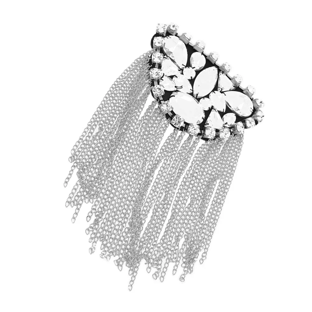 

1Pcs Durable Metal Rhinestone Brooch Tassel Epaulet for Clothing Accessories Fine Craftsmanship Not Easy to Fade