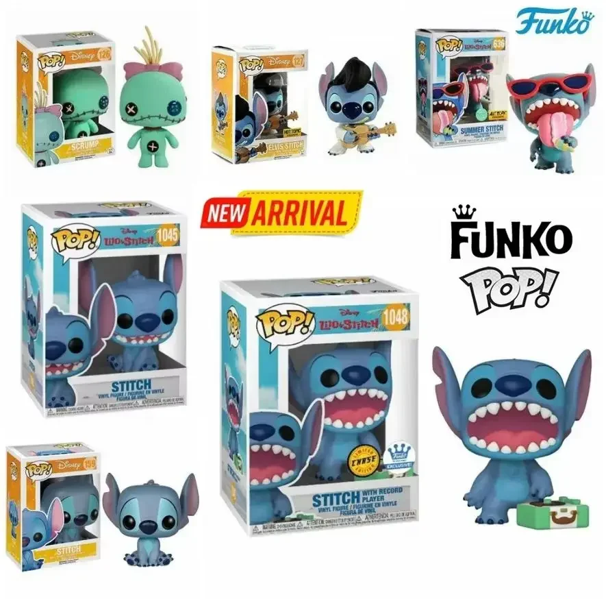 FUNKO Disney NEW Stitch with Record Player 1048# Summer Stitch 636 Scrump 126# Elvis Stitch 127# Stitch 1045# 159# Figures Toys