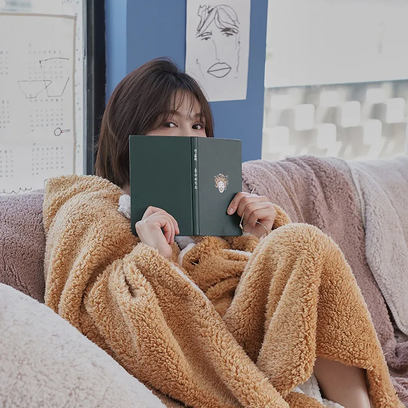 

Wearable Lazy Shawl Blanket Cloak Office Nap Winter Thickened Warm Cloak Style Blanket That Can Be Worn