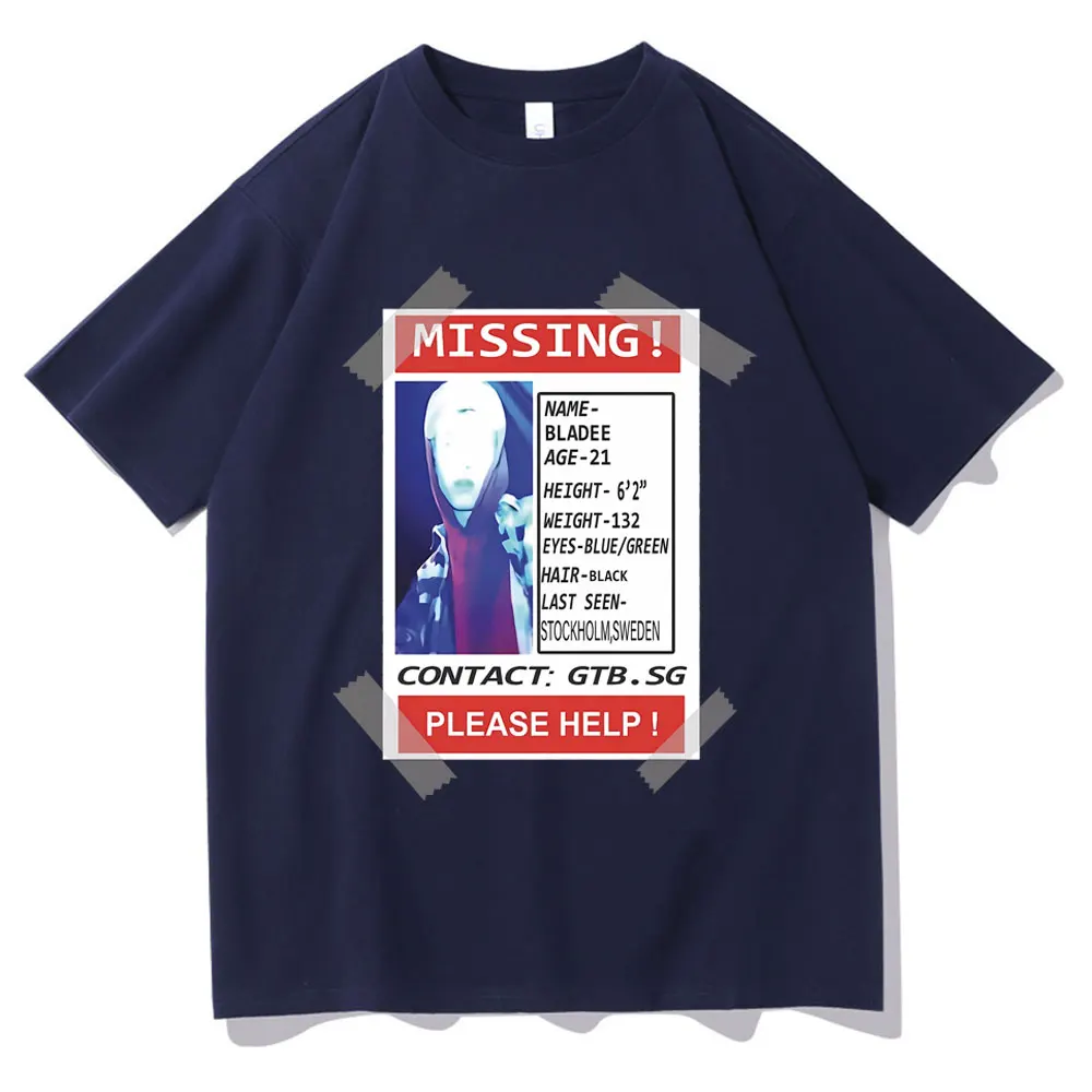 Missing Poster Bladee Drain Gang Ecco2k Graphic Print Tshirt Men Women Hip Hop Oversized T-shirt Men's Fashion Streetwear Tees