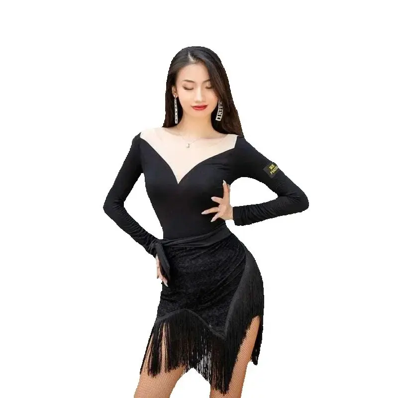 

Summer Fashion Latin Dance Skirt Fringed Hip Towel Skirt Women's Adult New Dance Dress Practice Clothes Sexy Lace Skirt 2025