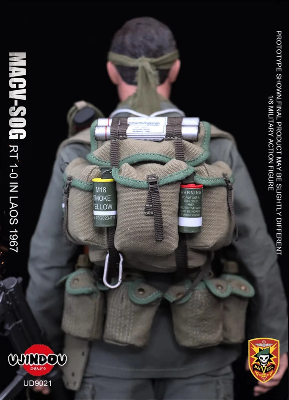 

1/6 UJINDOU UD9021 US. Army MACV-SOG Recon Team in Laos 1967 Military Hang Chest Vest Bags Set Short Sleeves For 12" Action Doll