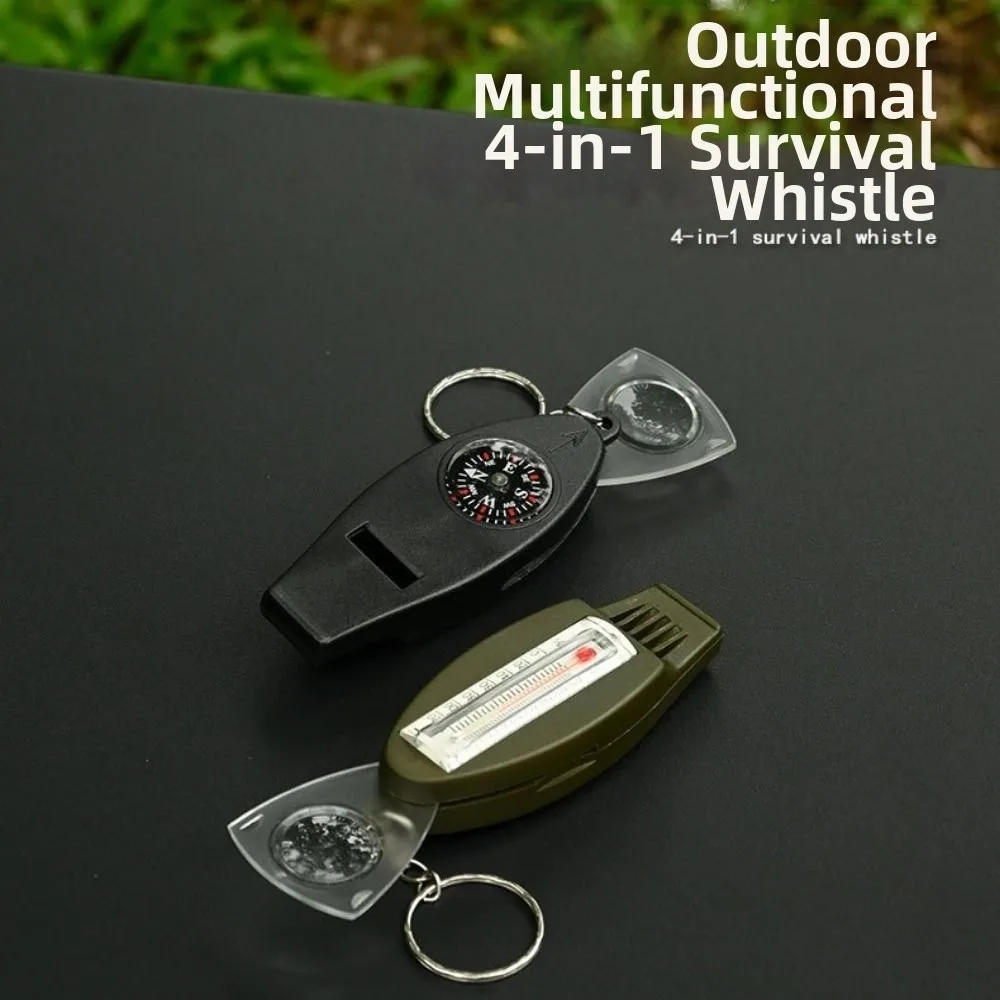 4in1 Outdoor Survival Whistle with Compass ABS Material Emergency Safety Tool Loud Sound Portable