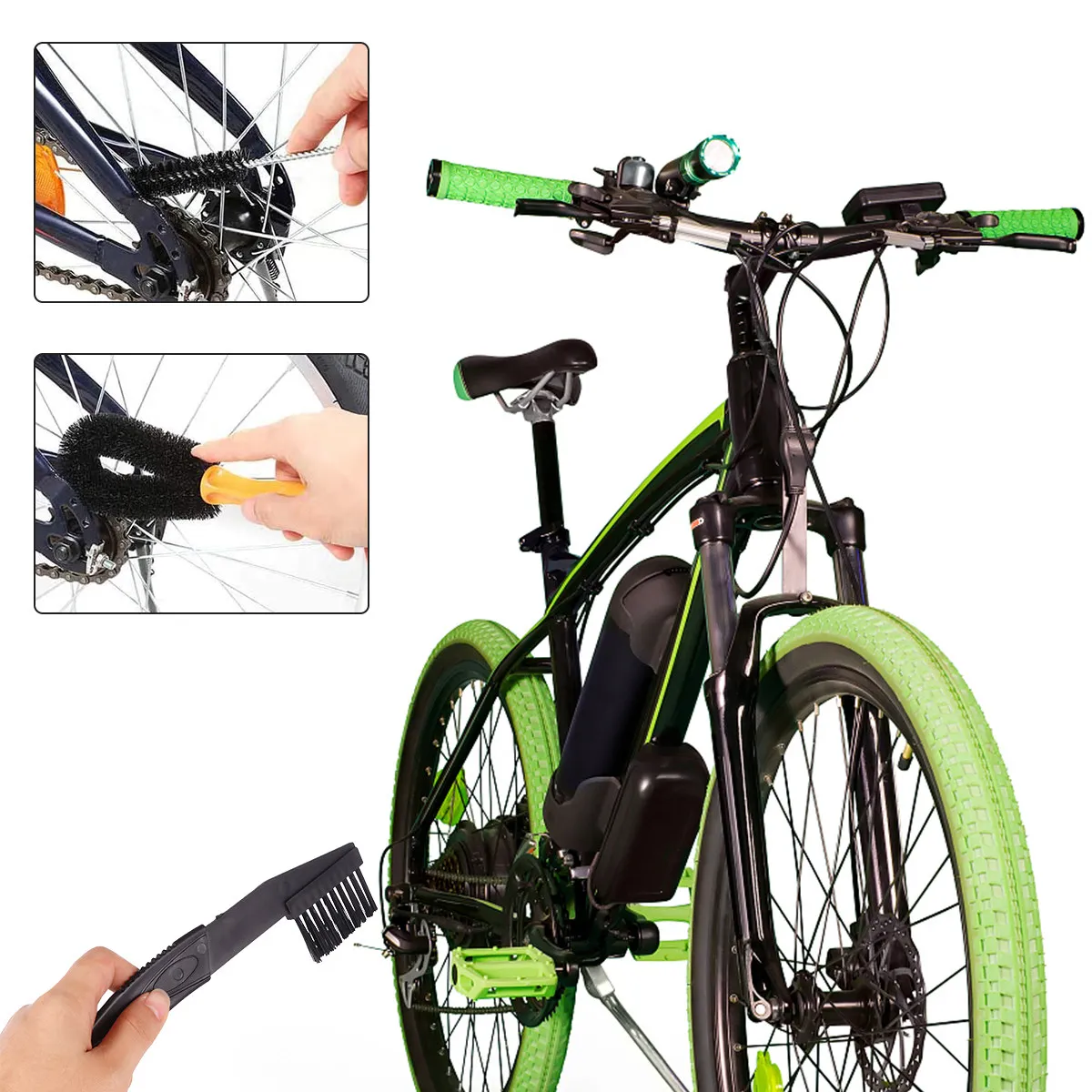 8個入り自転車清掃ブラシセット、頑丈なチェーンクリーナーキット、自転車・バイクメンテナンス用、タイヤ、スプロケット、ディレイラー、カセット対応