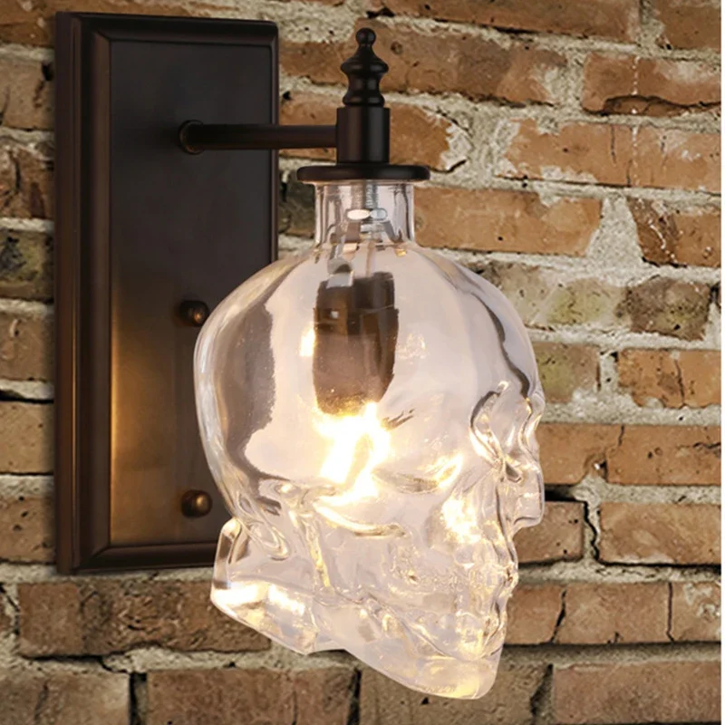 Kreatywna szkieletowa lampa ścienna Retro industrialny styl poddasze schody spersonalizowane oświetlenie Bar kawiarnia salon szklana kinkiet