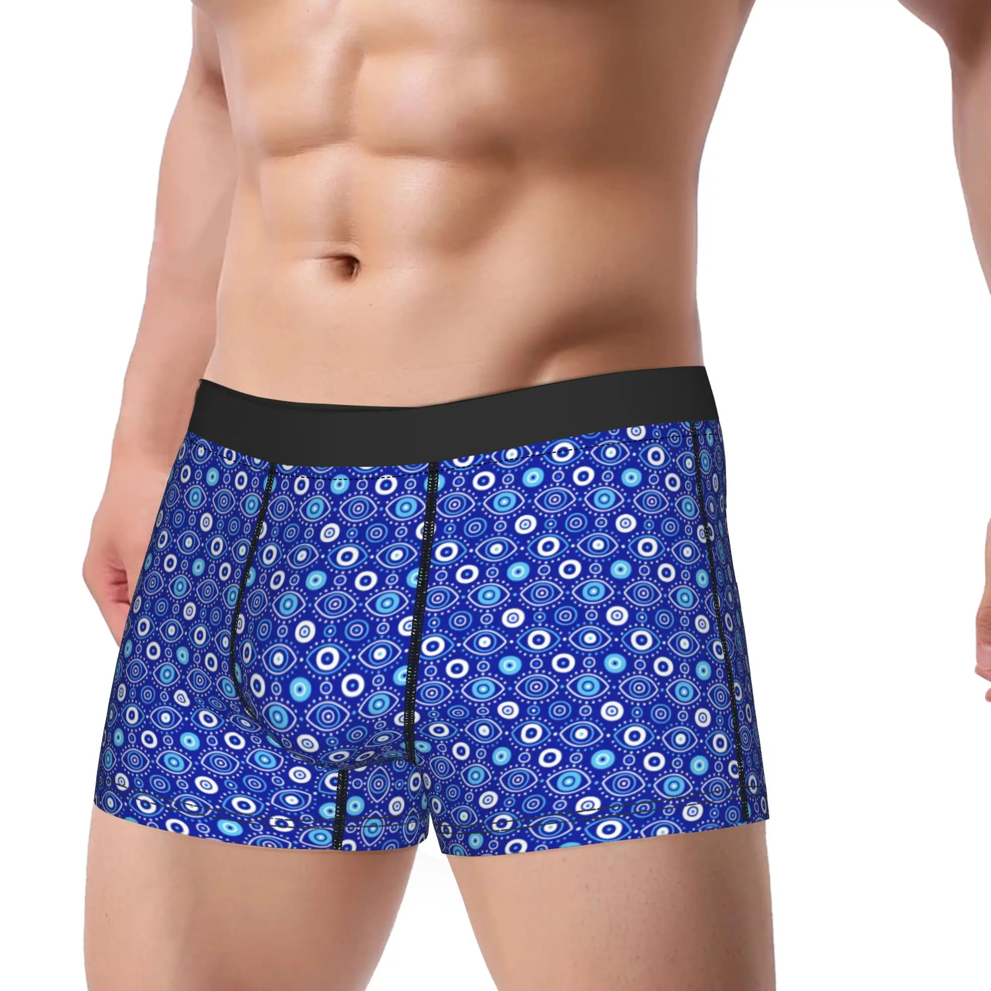 Custom Evil Eye Ethnic Pattern Mystic Greek Amulet Turkish Boxer Brief  Underwear Trenky Males Boxershorts Oversize Underpants