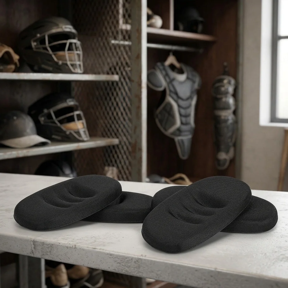 Baseball Softball Catcher Helmet Chin Pad 4 Pack Black Lightweight 20g 10.5x6.5x1cm Sponge and Polyester Replacement Cushion