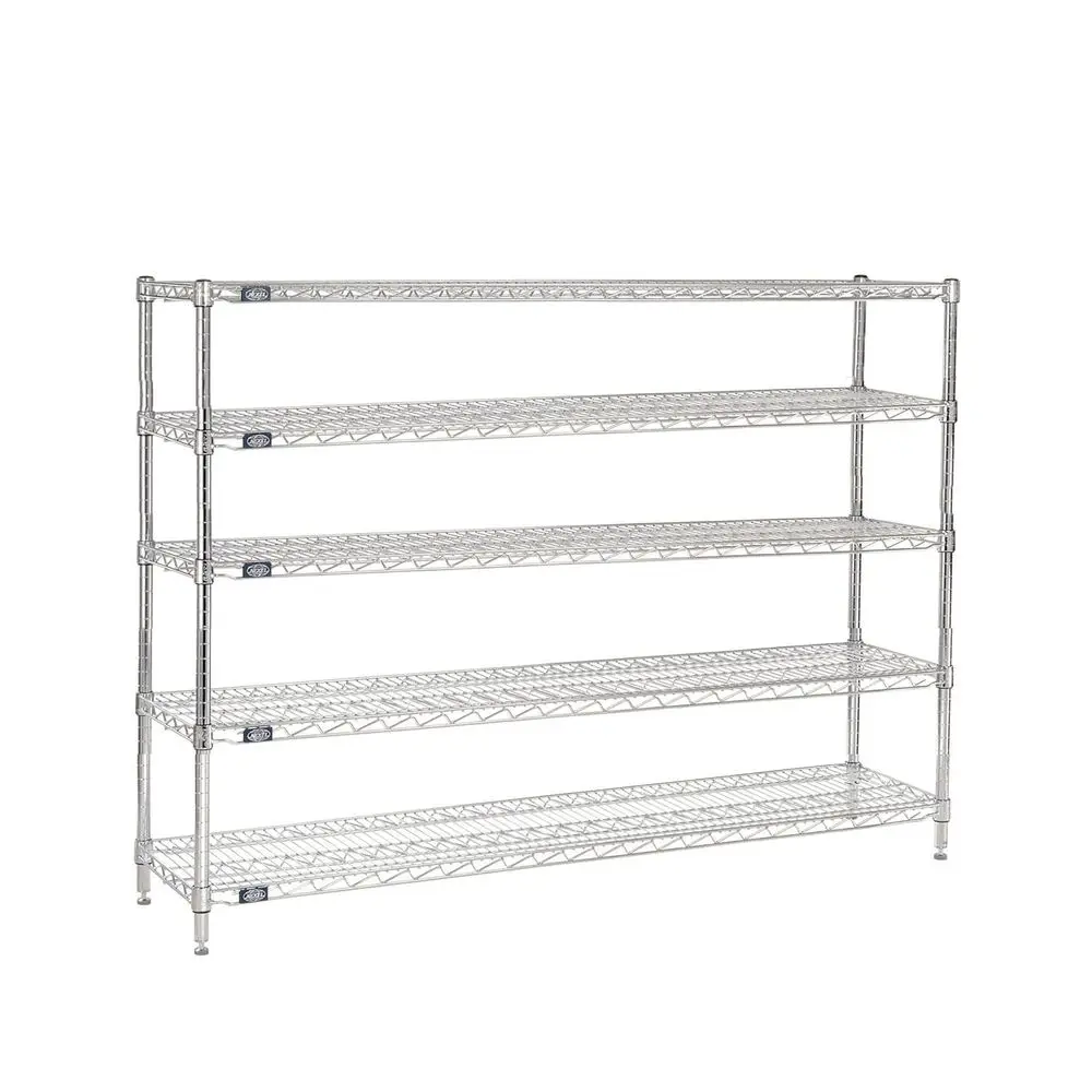 

5-Tier Commercial Adjustable Chrome Wire Shelving Rack, 24x72x86, NS Listed, Leveling Feet