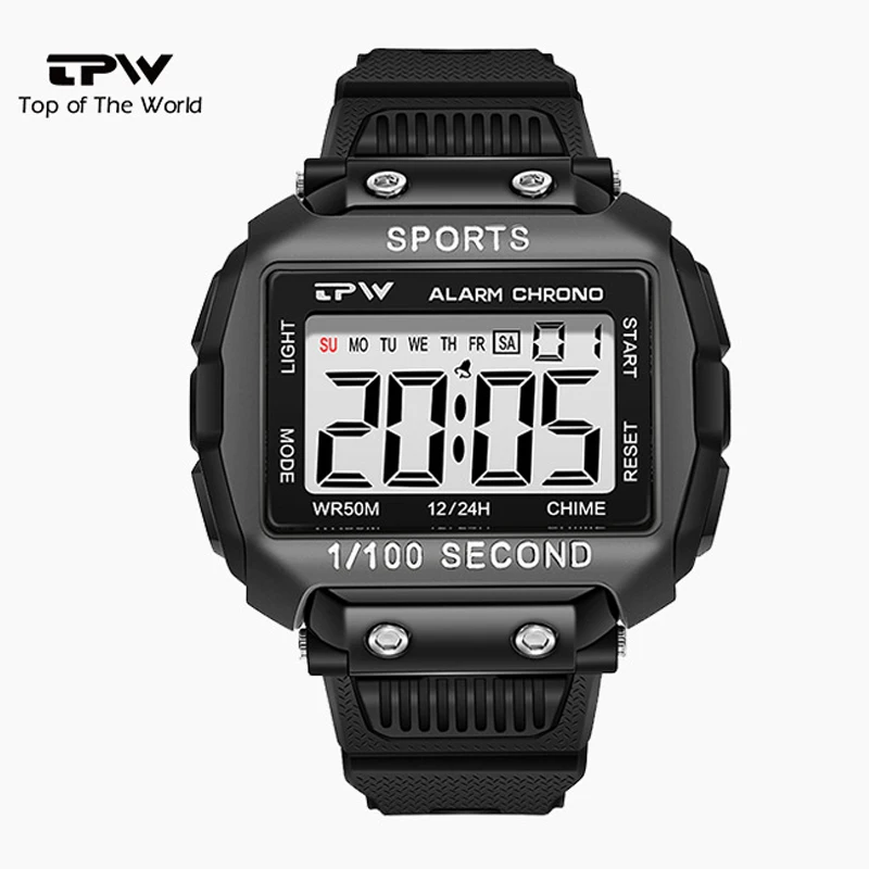 Men's Multi-Functional Electronic Watch Waterproof Punk Sports Style Luminous Alarm Clock And Calendar for High School Students