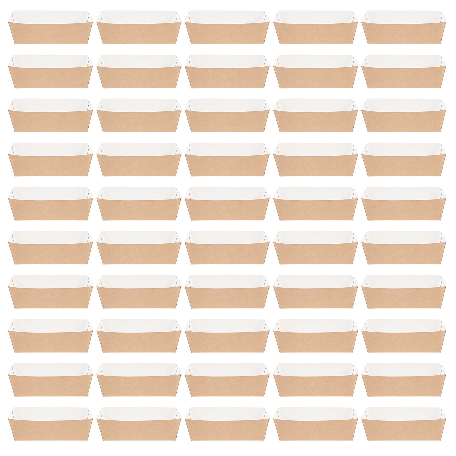

50 Pcs Disposable Paper Food Boxes Oil proof Snack Trays for Breakfast Kraft Serving Cases Stacked Storage Containers
