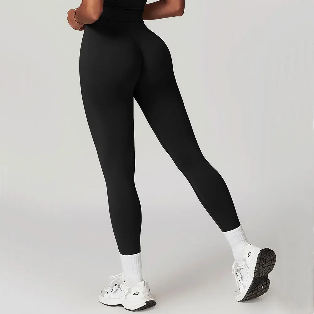 สูงเอวกางเกงขายาวผู้หญิงฟิตเนสวิ่งกางเกงโยคะ Ribbed Leggings Energy GYM Tights กางเกงขายาวสบายๆออกกําลังกาย