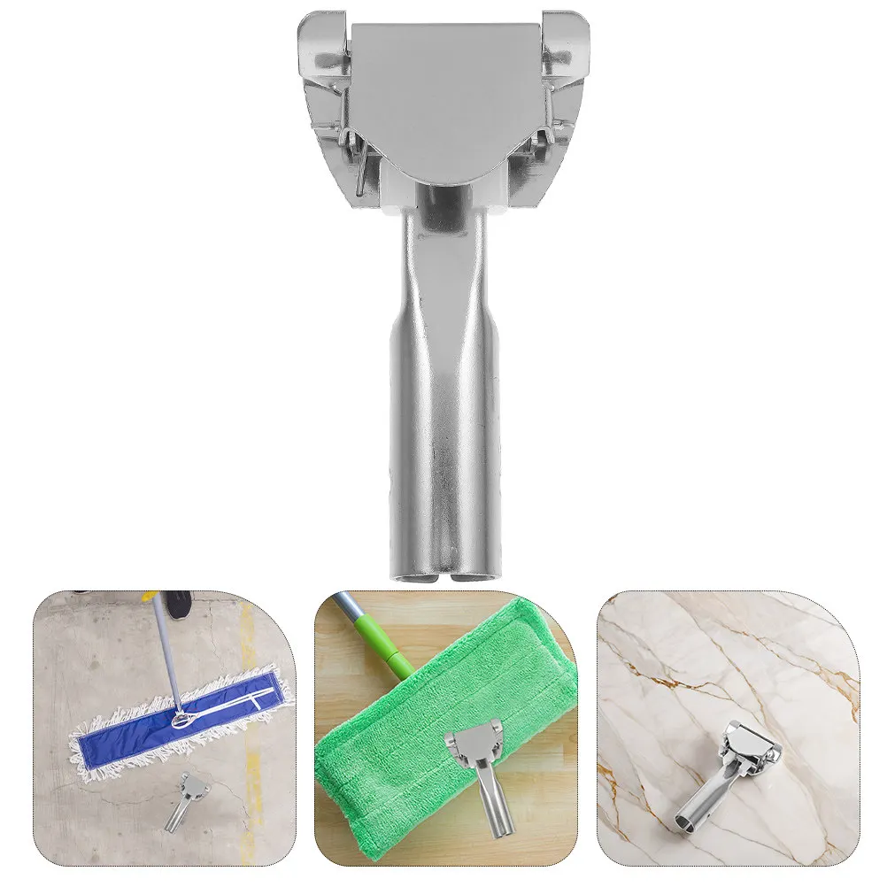 2Pcs Versatile Mop Stick Clip with Chrome Plated Head for Iron Frame Mops Ergonomic Grip Dust Putter Head Design Mop Rod Chuck