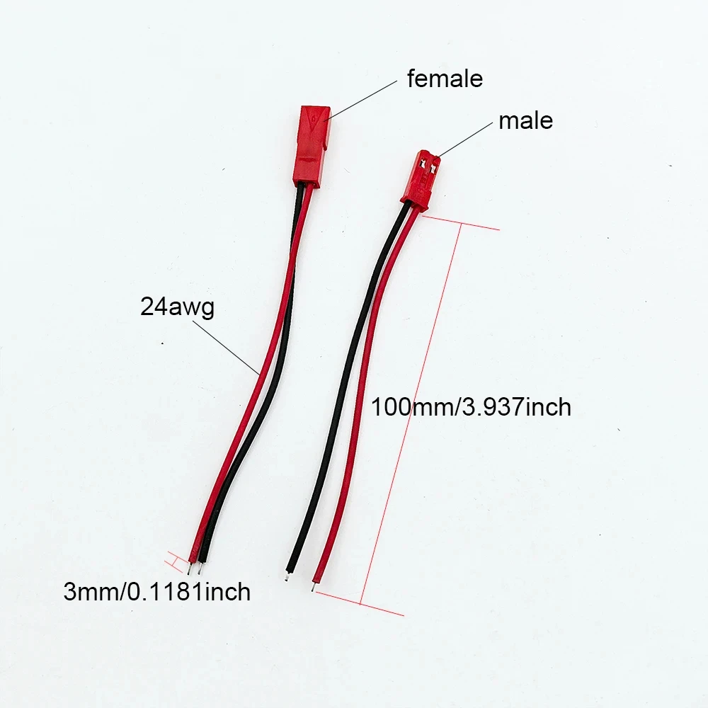 RC 20pcs Male&Female Connector JST Plug Cable DIY 2 Pin Connectors Terminals Connector Cable Terminals Electronic DIY Kit